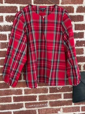 J.Crew Red Plaid Long-Sleeve Blouse
